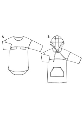 Выкройка Туника джинсовая с капюшоном (Burda 2/2017, № выкройки 6475 B)