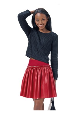 Pattern Mini leather skirt with a lush cut (Burda 2/2015, pattern number 6724 A)