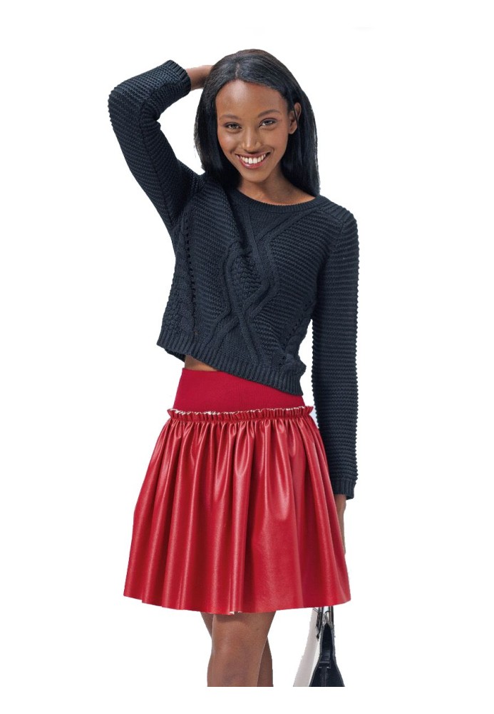 Pattern Mini leather skirt with a lush cut (Burda 2/2015, pattern number 6724 A)