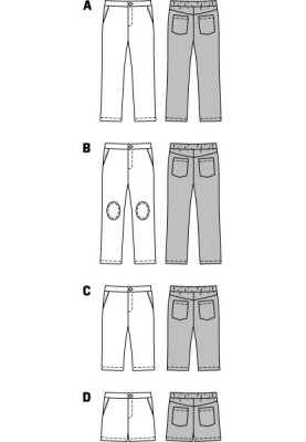 Denim shorts pattern (Burda 1/2014, pattern number 9440 D)