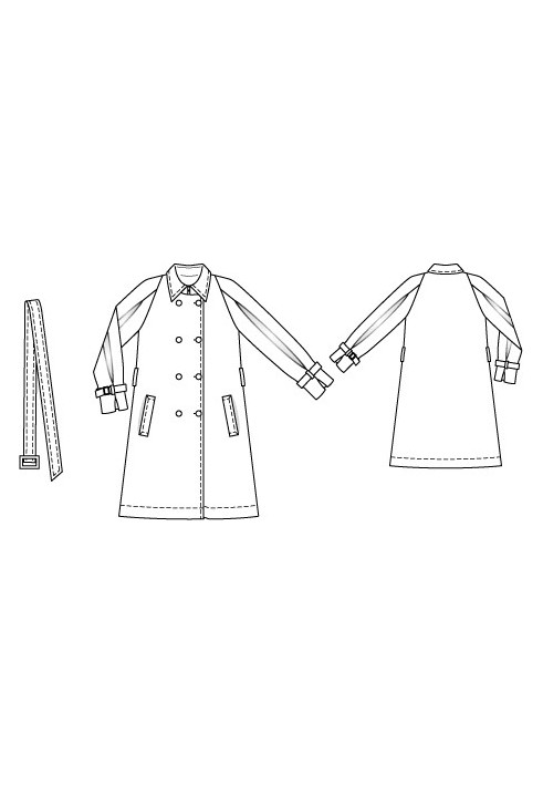 Pattern A-line trench coat with raglan sleeves (Burda 4/2010, pattern number 123)