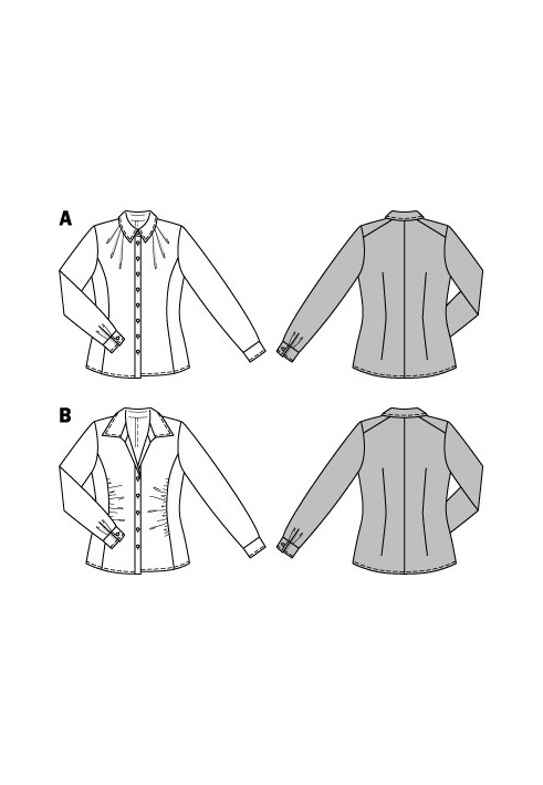 Выкройка Блузка-рубашка с рельефными швами (Burda 2/2014, № выкройки 6839 B)
