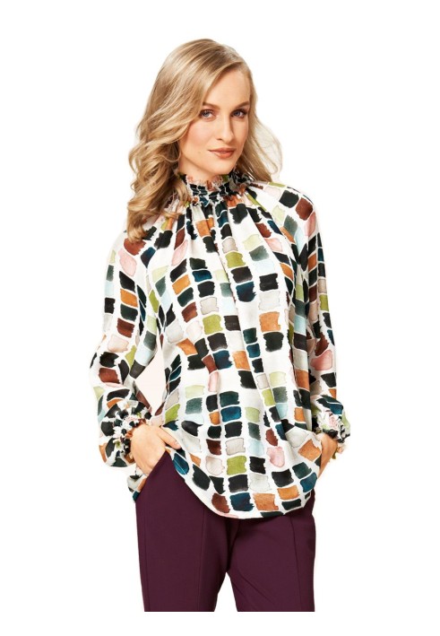 Pattern Silk blouse with raglan sleeves and stand-up collar (Burda 2/2015, pattern number 6697 B)