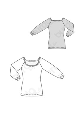 Pattern Knitted blouse with a wide neckline (Burda 1/2020, pattern number 6202 A)