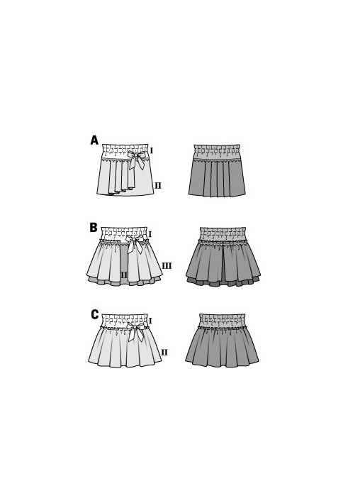 Pattern A skirt of a lush silhouette on a wide yoke (Burda 2/2015, pattern number 9403 B)