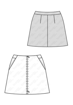 Pattern Short flared silhouette skirt (Burda 2/2017, pattern number 6480 A)