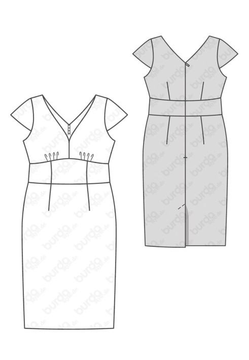 Pattern Sheath dress with a wide sewn-in belt (Burda 1/2017, pattern number 6549 B)