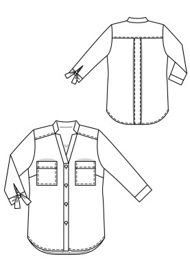 Выкройка Блуза рубашечного кроя с рукавами 3/4 (Burda 2/2018, № выкройки 128)