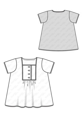 Pattern Blouse of flared silhouette with plastron (Burda 1/2018, pattern number 9339 A)