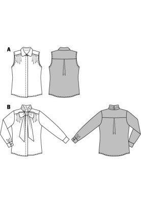 Выкройка Блузка без рукавов с отложным воротником (Burda 2/2014, № выкройки 6840 A)