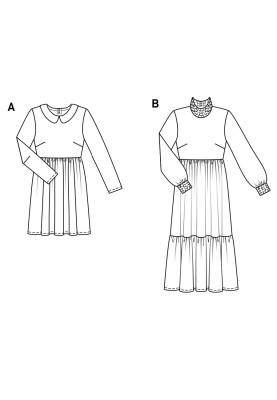 Pattern A cut-off dress with a turn-down collar (Burda 2/2019, pattern number 6265 A)