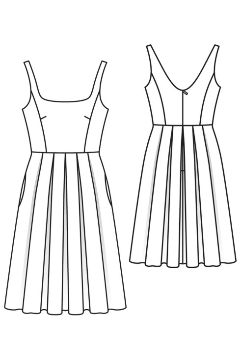 Pattern Dress on straps with a pleated skirt (Burda 7/2016, pattern number 111 A)