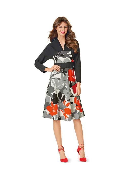 Pattern Dress combined with "bat" sleeves (Burda 2/2016, pattern number 6564 A)