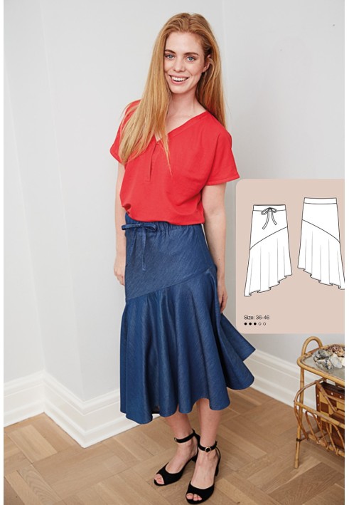 Pattern Skirt with an asymmetrical flounce (I love to sew 1/2019, pattern number 111)