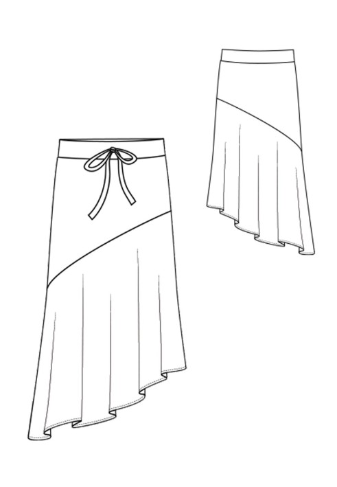 Pattern Skirt with an asymmetrical flounce (I love to sew 1/2019, pattern number 111)