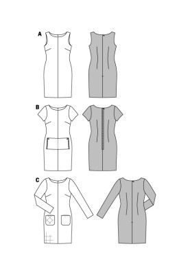 Выкройка Платье-футляр с накладным карманом (Burda 2/2016, № выкройки 6609 B)
