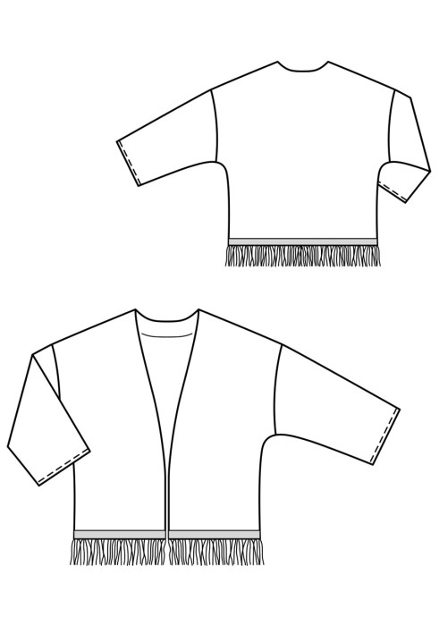 Выкройка Жакет широкого кроя с бахромой (Burda 4/2019, № выкройки 107)