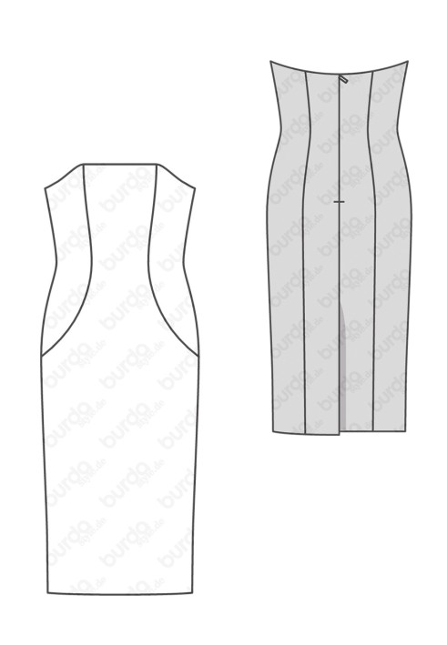 Pattern Midi length bustier dress (Burda 2/2017, pattern number 6483 A)