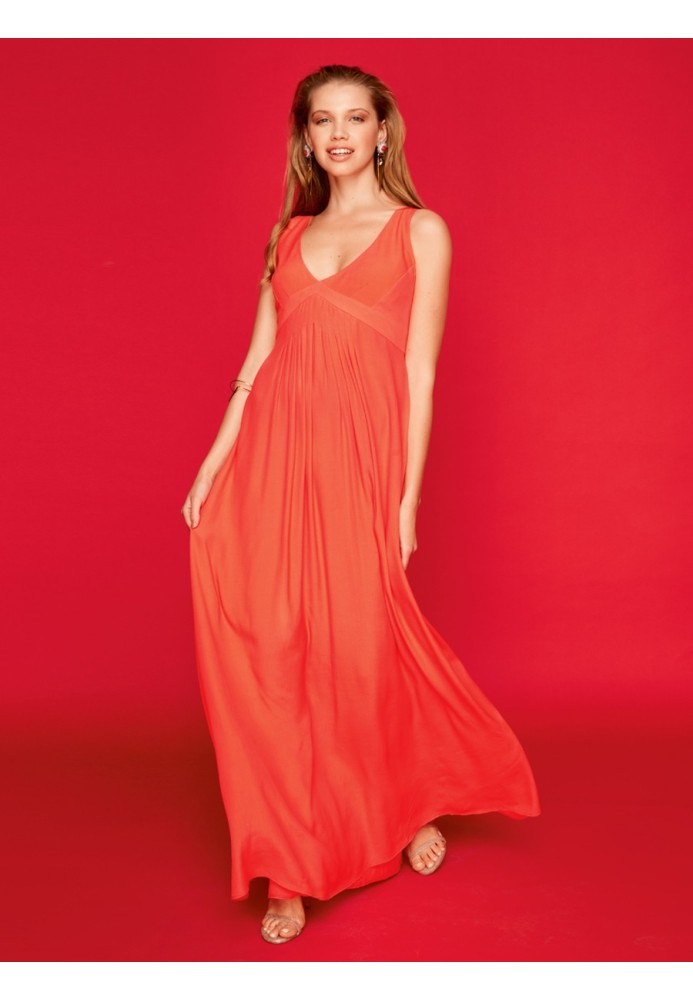 Pattern Maxi dress with a deep neckline and pleats (Burda 4/2016, pattern number 101 A)