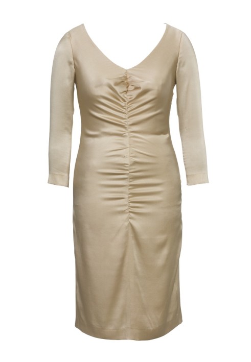 Pattern Dress with a pressed cut made of crepe satin (Burda 2/2011, pattern number 135)