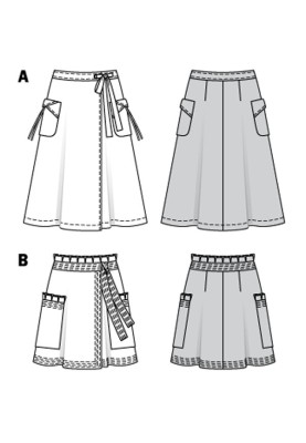 Выкройка Юбка длины меди расклешенного силуэта (Burda 2/2018, № выкройки 6375 A)