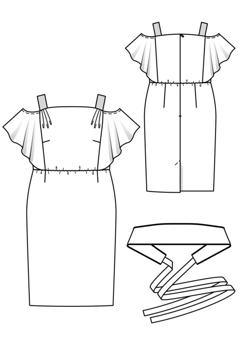 Pattern Dress in a fitted cut with an obi belt (Burda 4/2018, pattern number 121)