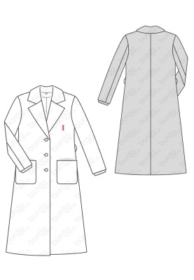 Pattern Maxi coat with removable knitted collar (Burda 2/2017, pattern number 6462 A)