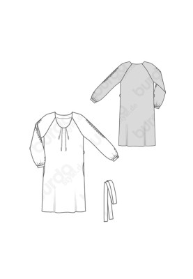 Pattern Dress with long raglan sleeves and belt (Burda 1/2020, pattern number 6222 B)