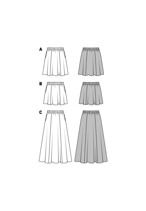 Выкройка Юбка макси А-силуэта на эластичном поясе (Burda 2/2016, № выкройки 6586 C)