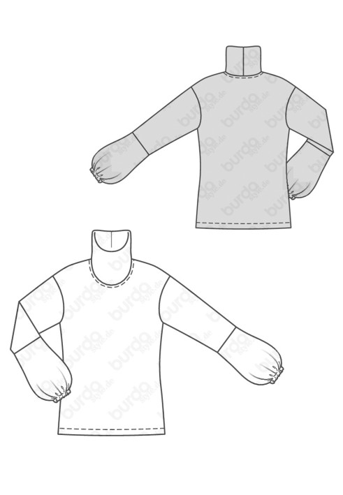 Pattern Simple cut pullover with puffy sleeves (Burda 2/2018, pattern number 6367 B)