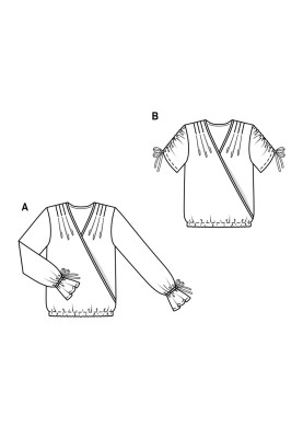 Pattern Collarless blouse with short sleeves (Burda 1/2018, pattern number 6425 B)