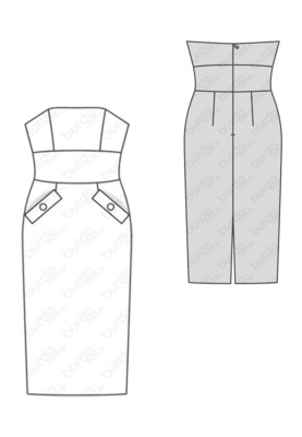 Pattern Bustier dress with a wide sewn-in belt (Burda 1/2018, pattern number 6441 A)