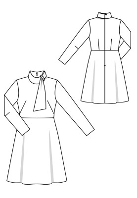 Pattern A cutaway dress with a scarf collar (Burda 1/2020, pattern number 105)