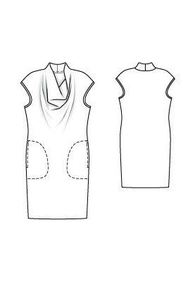 Pattern Crepe-satin dress with waterfall collar (Burda 8/2011, pattern number 116)