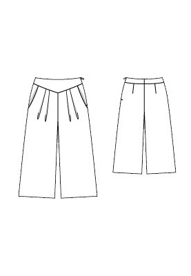 Pattern Culotte pants with soft pleats and a yoke (Burda 4/2016, pattern number 106 B)