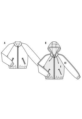 Выкройка Блузон с рукавами реглан и капюшоном (Burda 2/2017, № выкройки 6478 B)