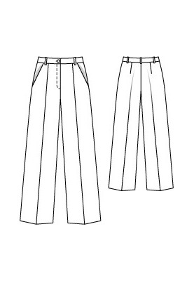 Pattern Pants of a classic cut with arrow pleats (Burda 8/2012, pattern number 139)