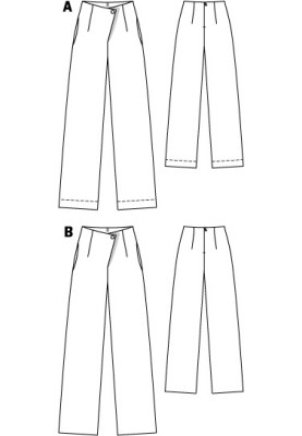 Pattern Pants of a straight cut with an asymmetrical fastener (Burda 5/2012, pattern number 122 B)