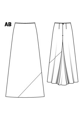 Pattern Silk crepe maxi skirt (Burda 6/2012, pattern no. 111 B)