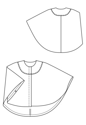 Викрійка Накидка шерстяна з круглою кокеткою (Burda 1/2020, № викрійки 120)