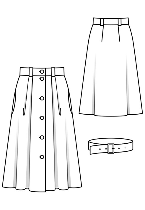 Pattern Midi skirt with a through fastening (Burda 6/2019, pattern no. 113)