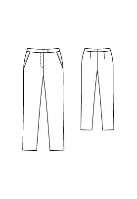 Pattern Pants of a narrowed cut on a shaped belt (Burda 1/2012, pattern number 122)