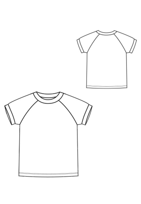 Pattern T-shirt with short sleeves raglan (I love to sew 1/2019, pattern number 128)