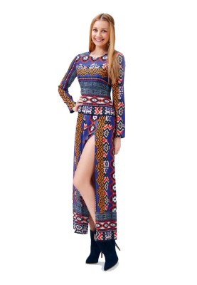 Pattern Long empire dress with flared skirt (Burda 2/2015, pattern number 6720 B)