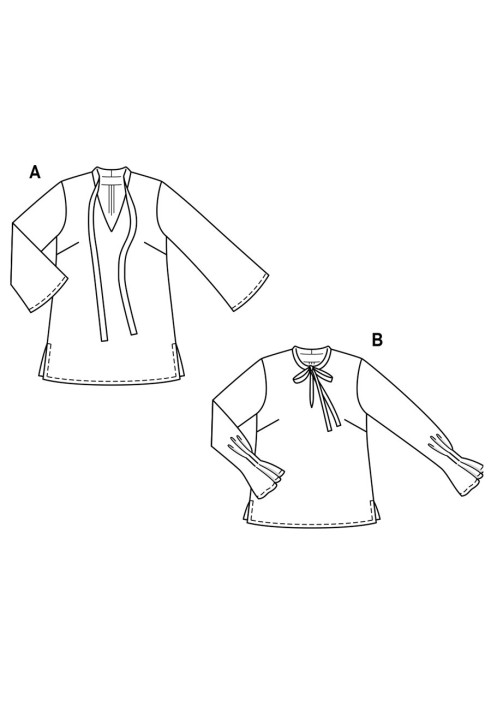 Выкройка Блуза А-силуэта с воротником-бантом (Burda 2/2019, № выкройки 6292 A)