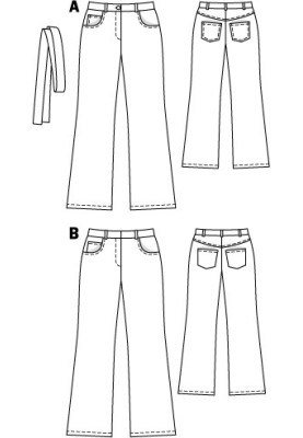 Pattern Pants with a flared cut with five pockets (Burda 6/2011, pattern number 110 B)