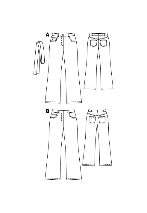 Pattern Pants with a flared cut with five pockets (Burda 6/2011, pattern number 110 B)