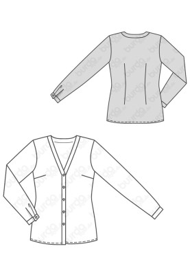 Pattern Blouse-shirt of a fitted silhouette without a collar (Burda 2/2018, pattern number 6368 A)