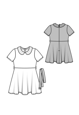 Pattern A cut-off dress with short sleeves and a turn-down collar (Burda 2/2016, pattern number 9379 B)