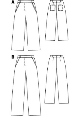 Викрійка Брюки прямого крою з креп-сатину (Burda 3/2012, № викрійки 112 B)